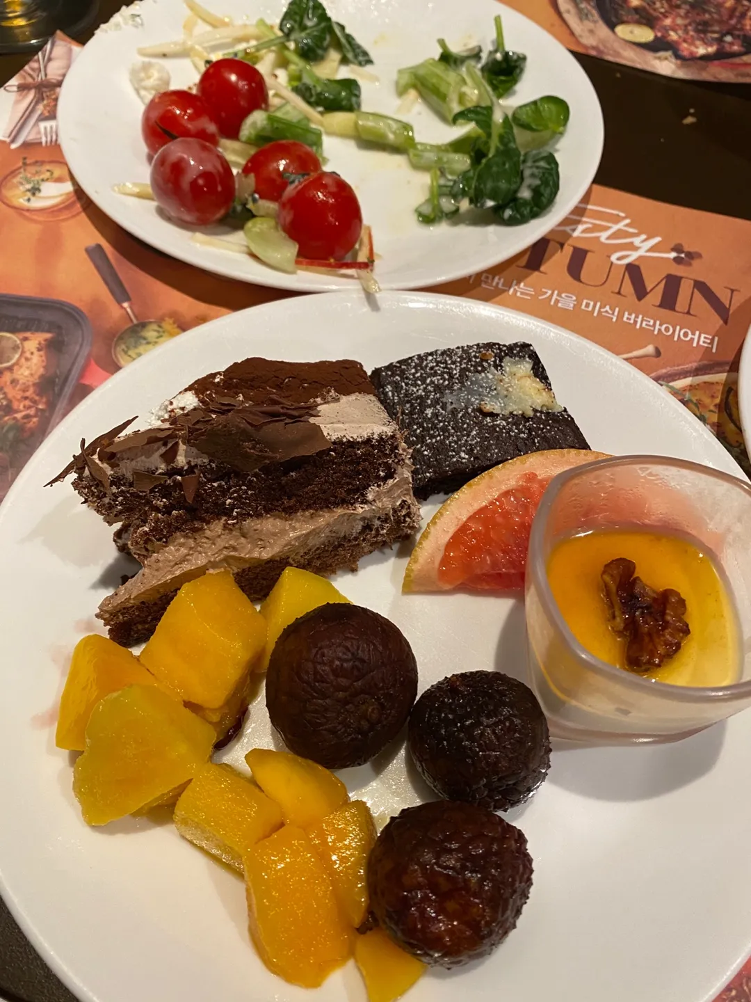 디저트-리치-초코케익-자몽-망고