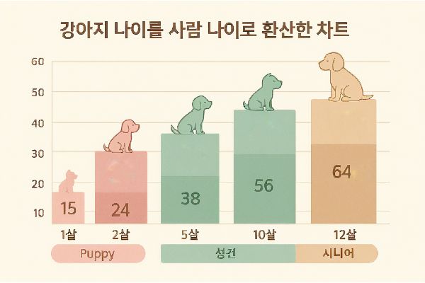 나이별 사람 나이 환산 그래프(1살부터 12살까지)