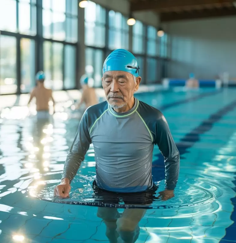 파킨슨병 운동치료 목적으로 수중 걷기 중인 이미지