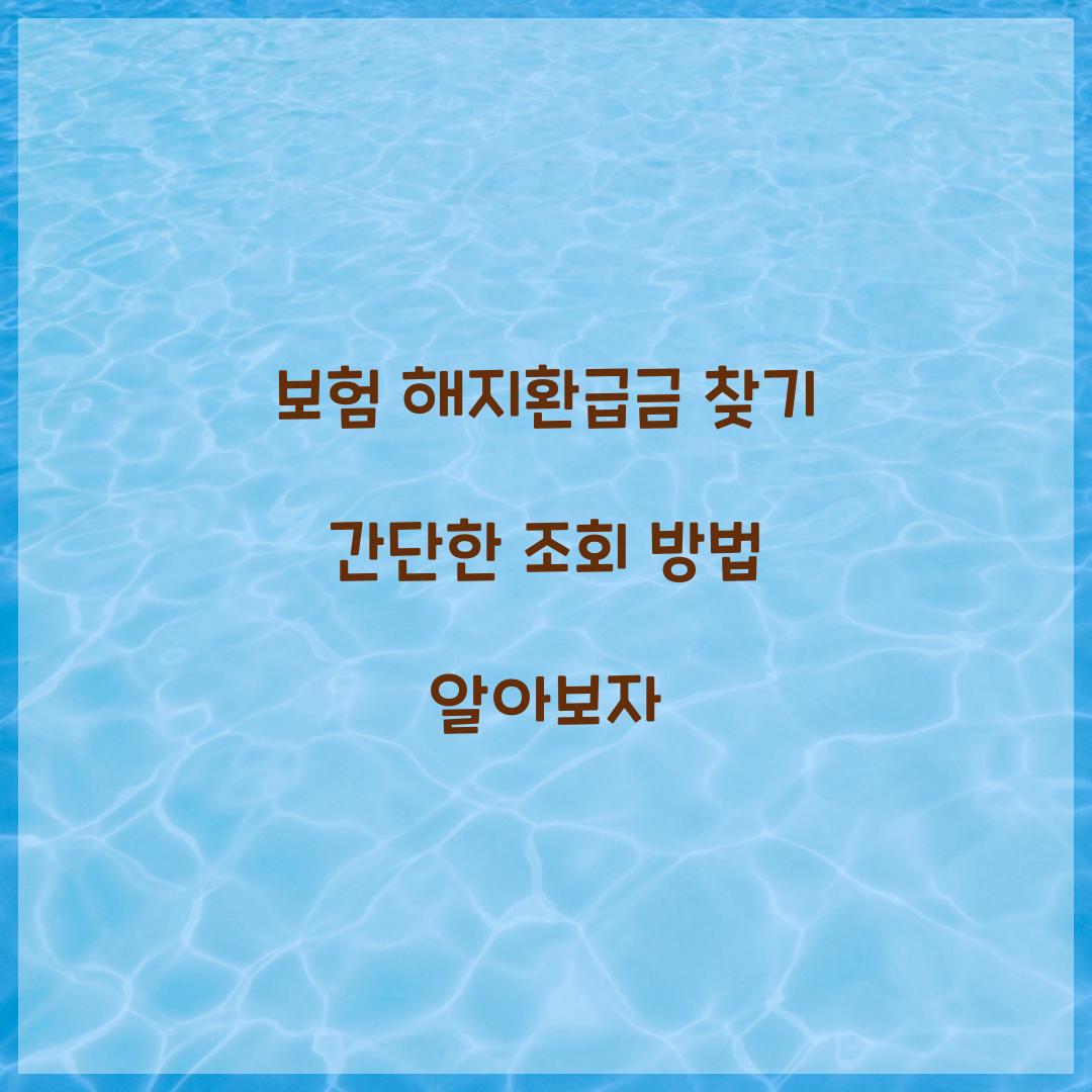 보험 해지환급금 찾기