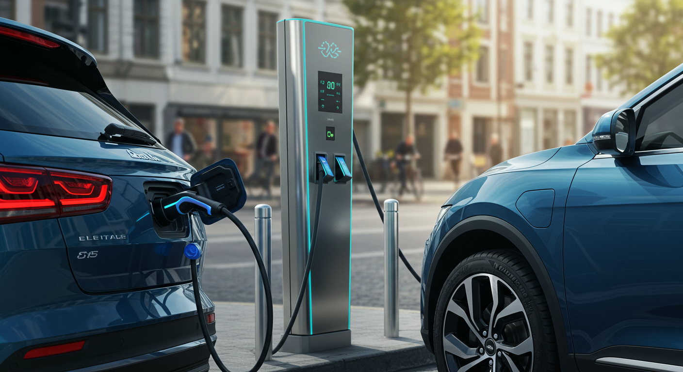 전기차 충전하는모습