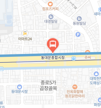 동대문종합시장에서 인천공항 리무진 공항버스(6002번) 지도 위치