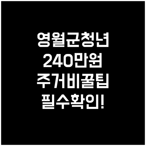 영월군 청년 주거비 지원 240만원 ..
