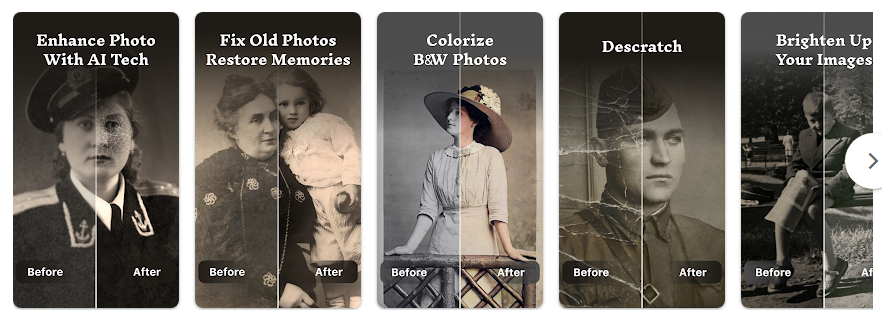 AI 사진 편집 앱, 오래된 사진 복원, 선명화, 사진 품질 향상