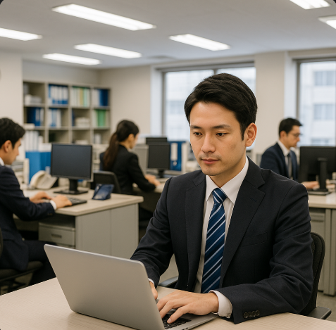 일본 회사에서 일하는 모습입니다.