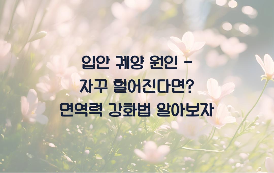 입안 궤양 원인 - 자꾸 헐어진다면? 면역력 문제일 수도!