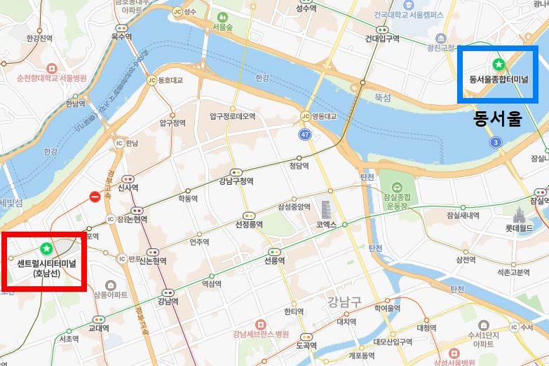 동서울종합터미널 위치-지도