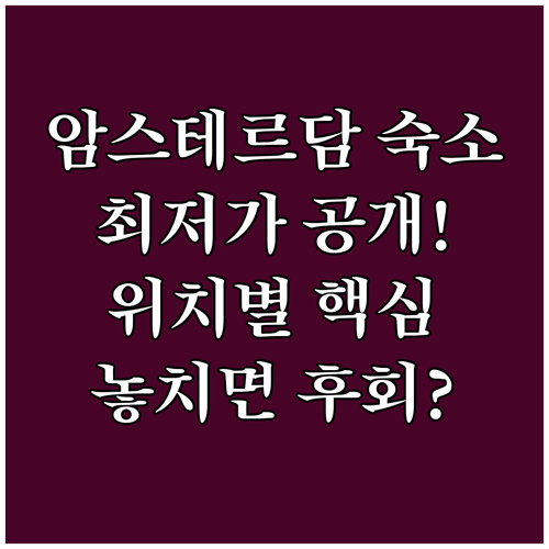 암스테르담 가성비 숙소 최저가 호텔부..