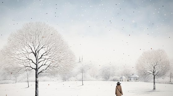 눈 쌓인 풍경 일러스트