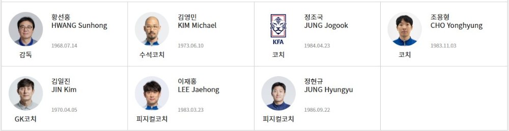태국전 대한민국 코칭 스태프