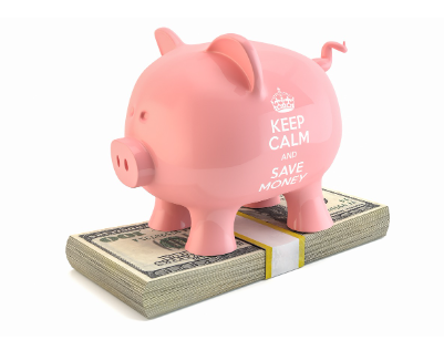 돼지저금통과 달러 다발