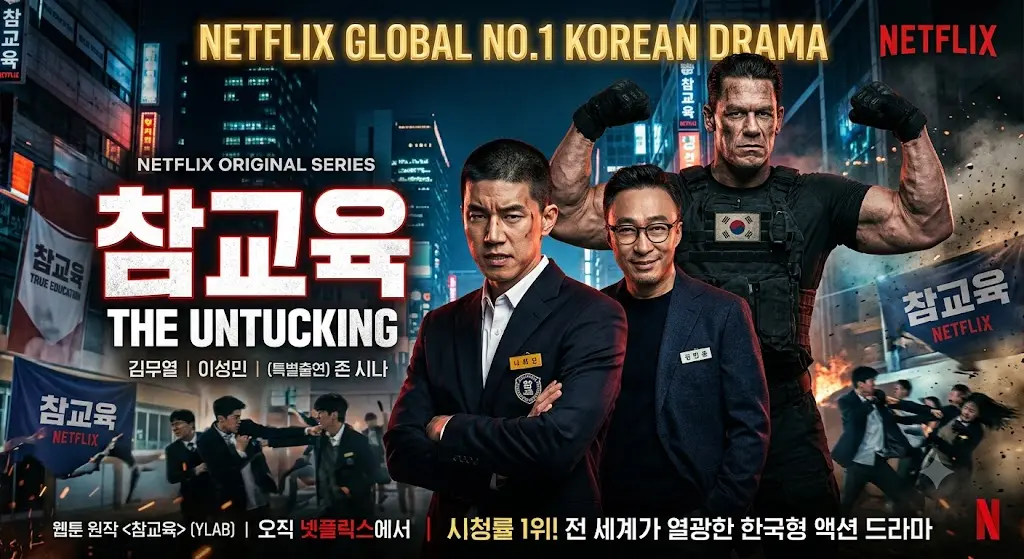 참교육 넷플릭스 글로벌 1위 &mdash; 존 시나 공개 지지&middot;45개국 석권&middot;김무열 화제성 1위 총정리 2026