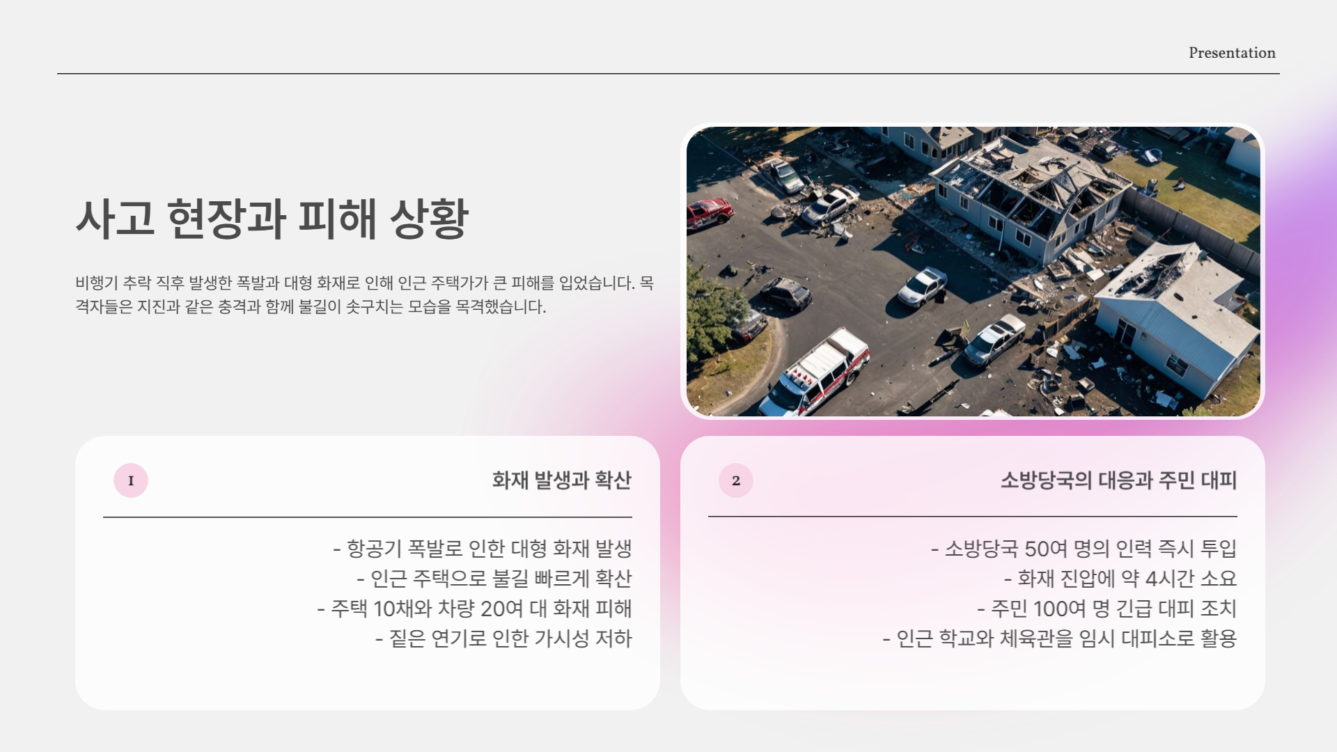 사고 현장과 피해 상황