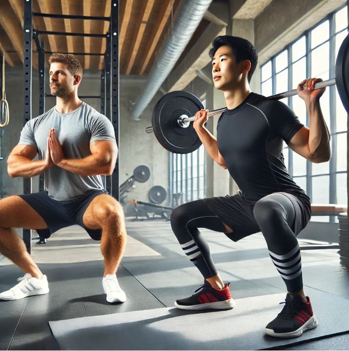 유럽-한국 40대 운동모습