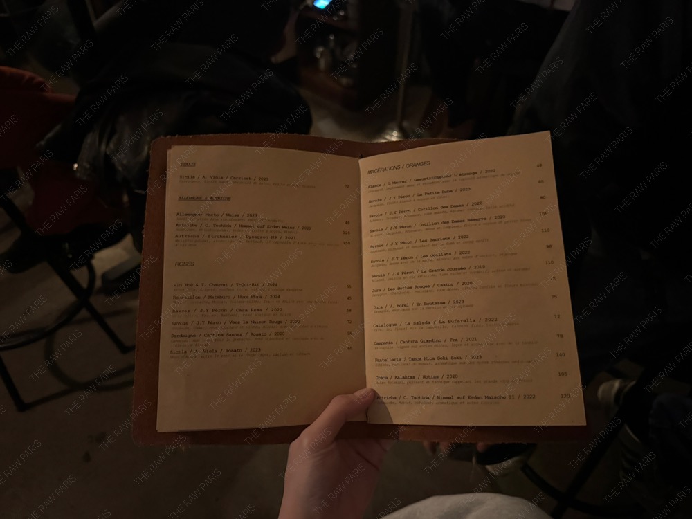 파리 11구 밤비노 바이닐 내추럴 와인바 와인 리스트