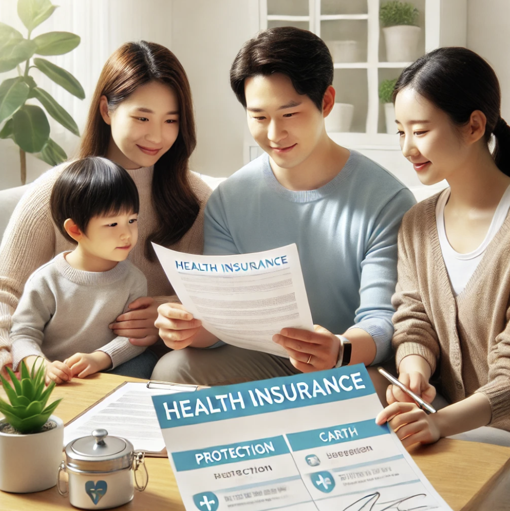 건강보험 관련 서류를 검토하는 장면