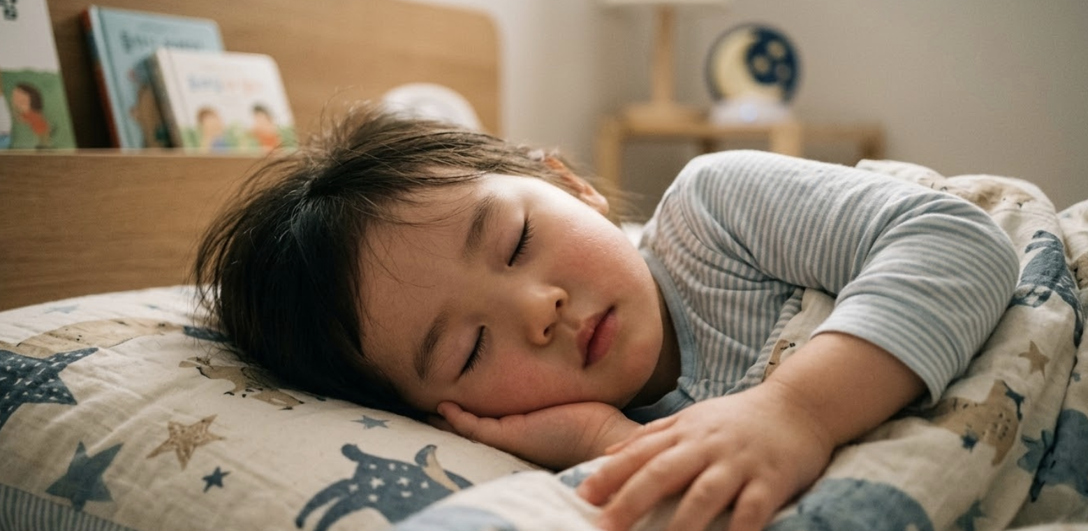 밤 잠이 든 아이의 모습