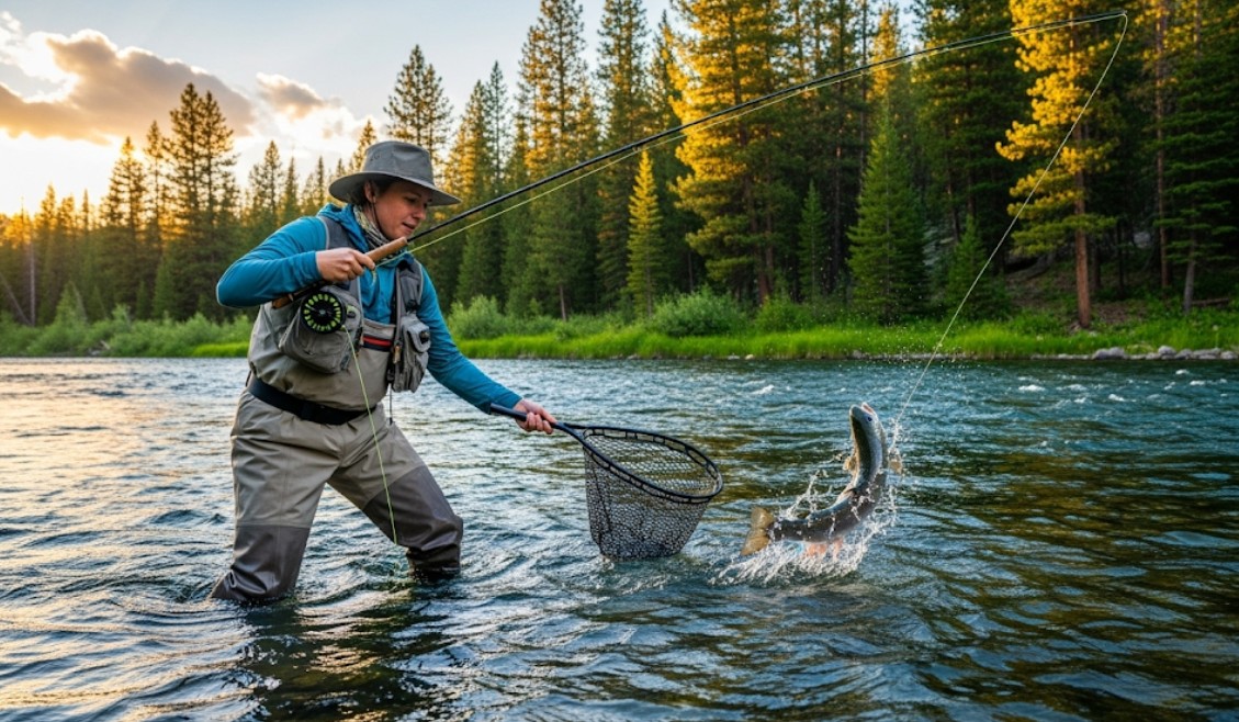 2축 튜닝으로 물고기 랜딩하는 장면