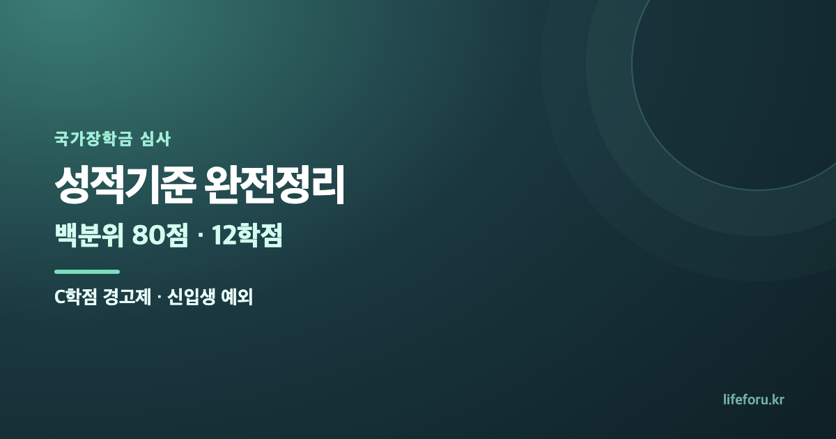 국가장학금 성적기준|백분위 80점·C학점 경고제 2회·신입생 예외 대표 이미지