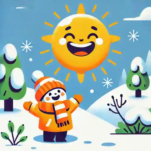 눈 덮인 겨울 풍경 속에서 따뜻한 햇빛을 즐기는 사람