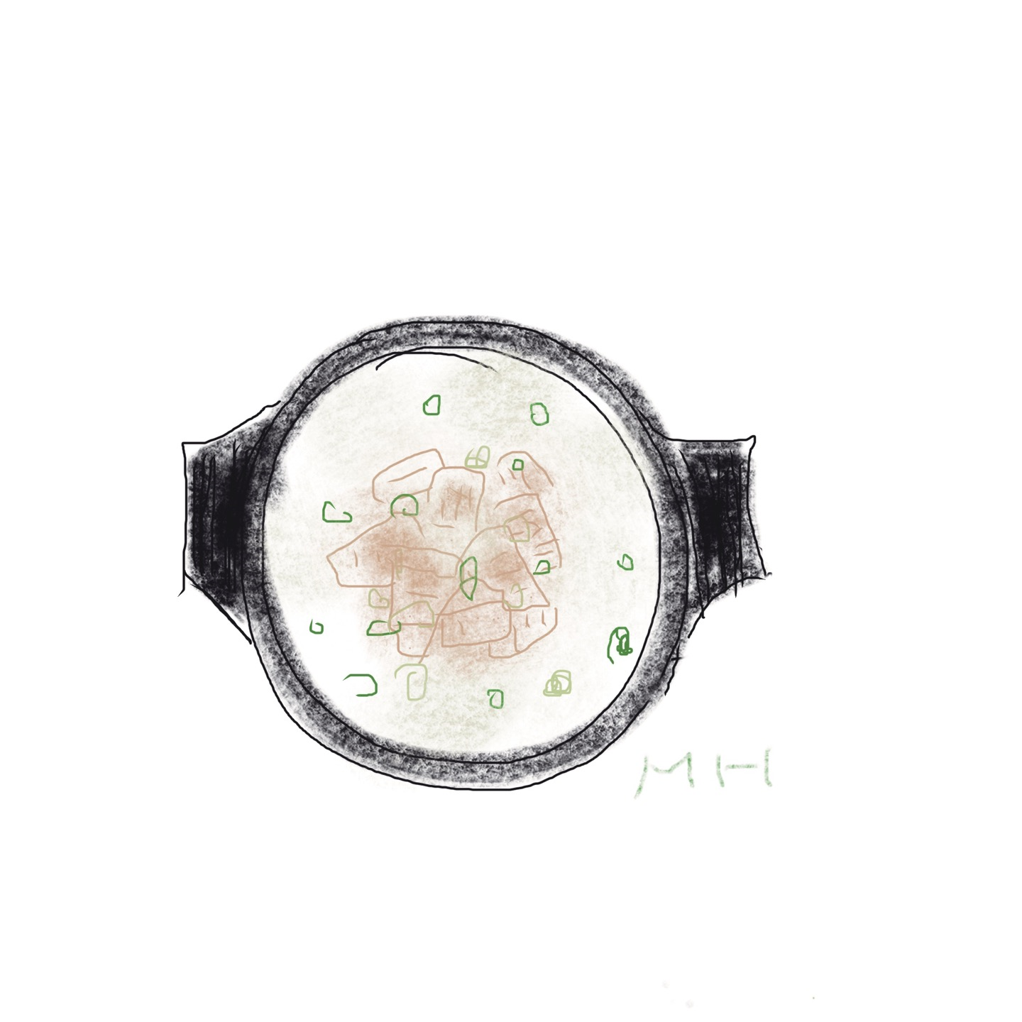 뚝배기에 사골이 담겨져 있는 그림