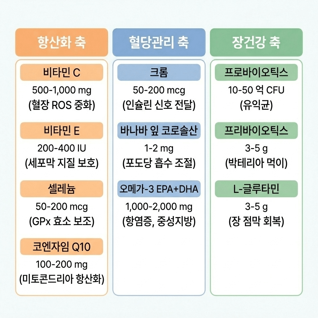 저속노화 3축 핵심 성분 비교표