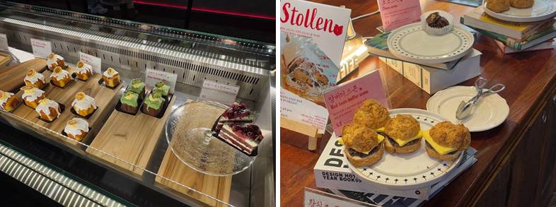 조각 케이크 및 스콘