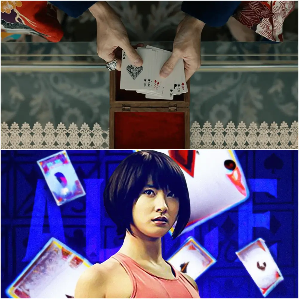 상자에 카드를 펼치는 장면과 여주인공이 등장하는 모습