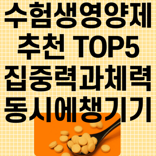 수험생 영양제 추천 TOP5 집중력 체력 동시에 챙기기