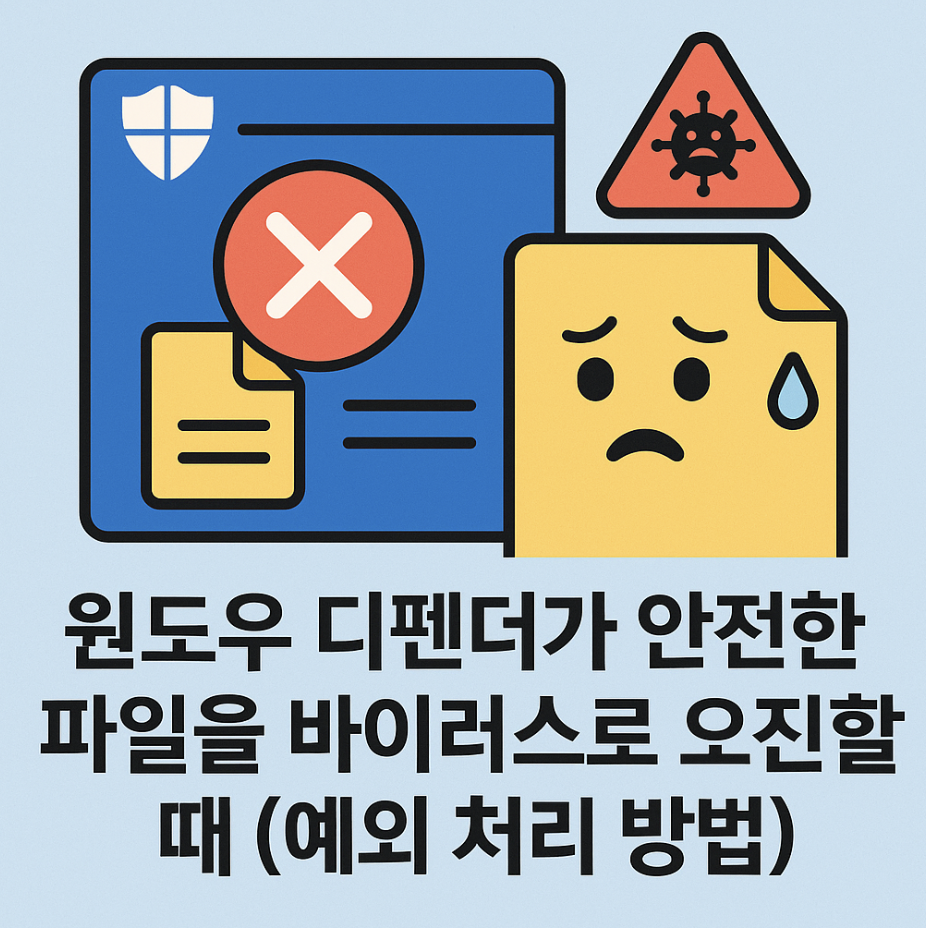 윈도우 디펜더가 안전한 파일을 바이러스로 오진할 때 (예외 처리 방법)