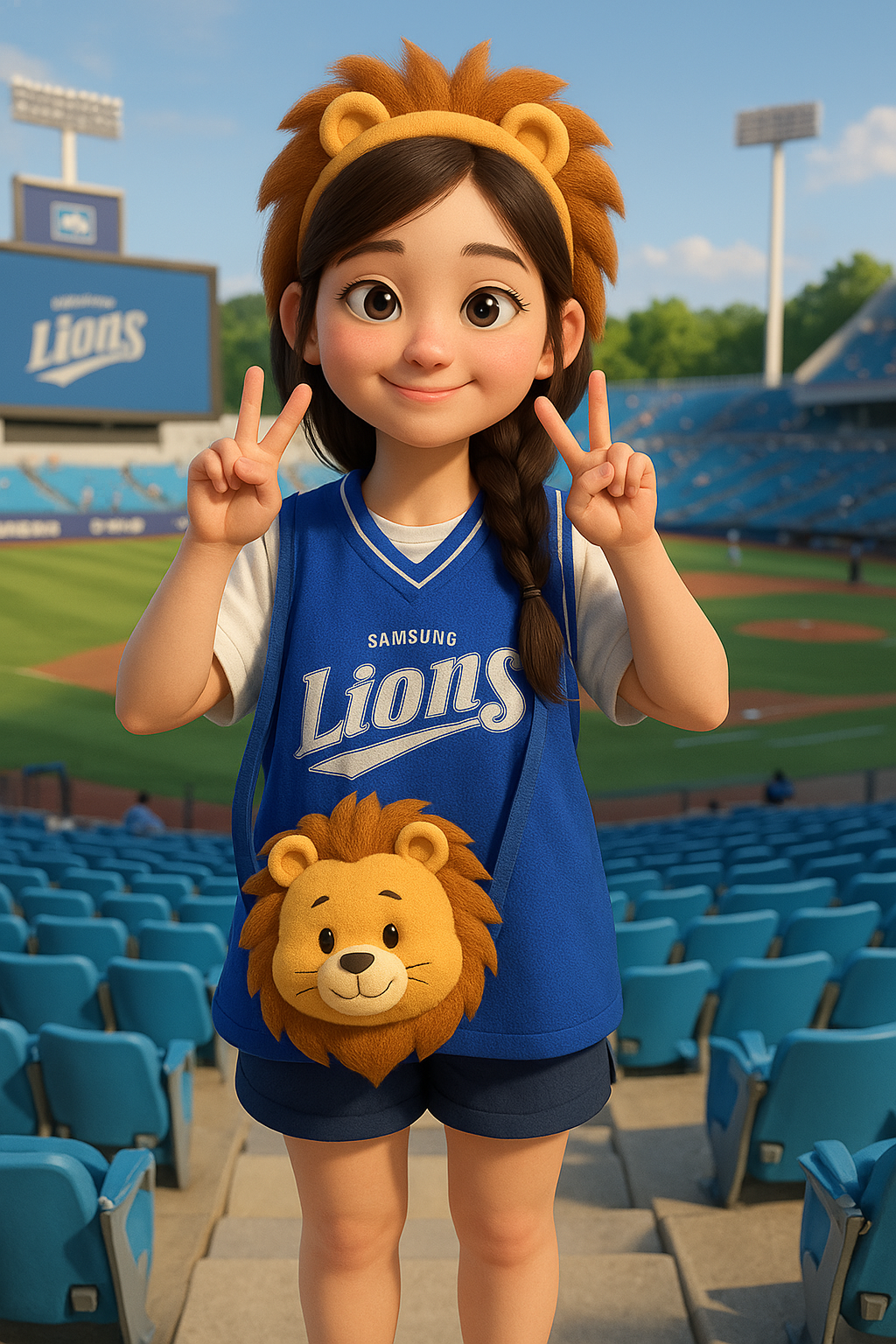 3D 캐릭터로 변환된 땋은 머리의 소녀 이미지