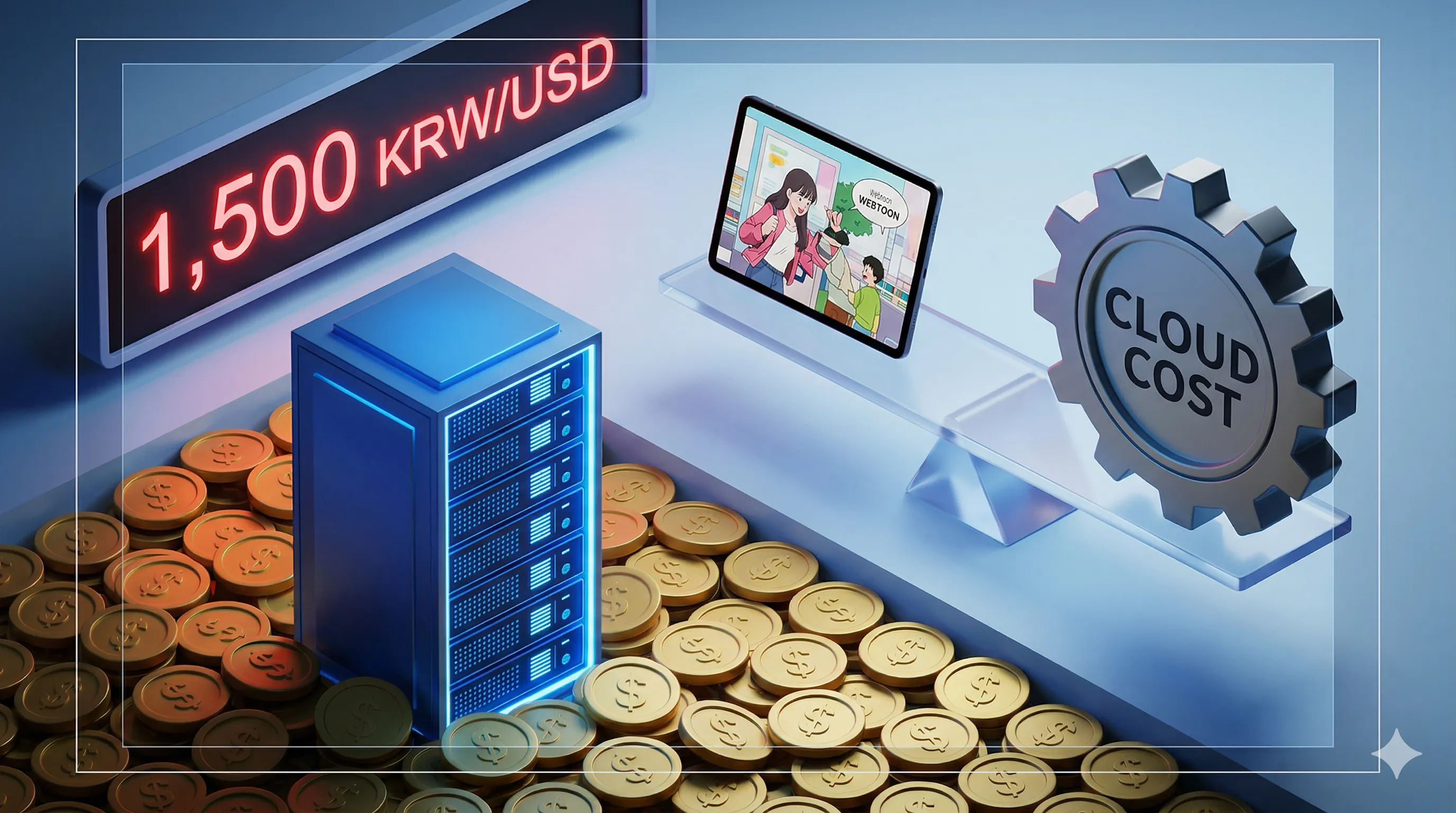 고환율의 역설: 1,500원 환율 시대 클라우드 비용 상승으로 압박받는 K-콘텐츠 기업의 수익 구조 이미지 by Finory