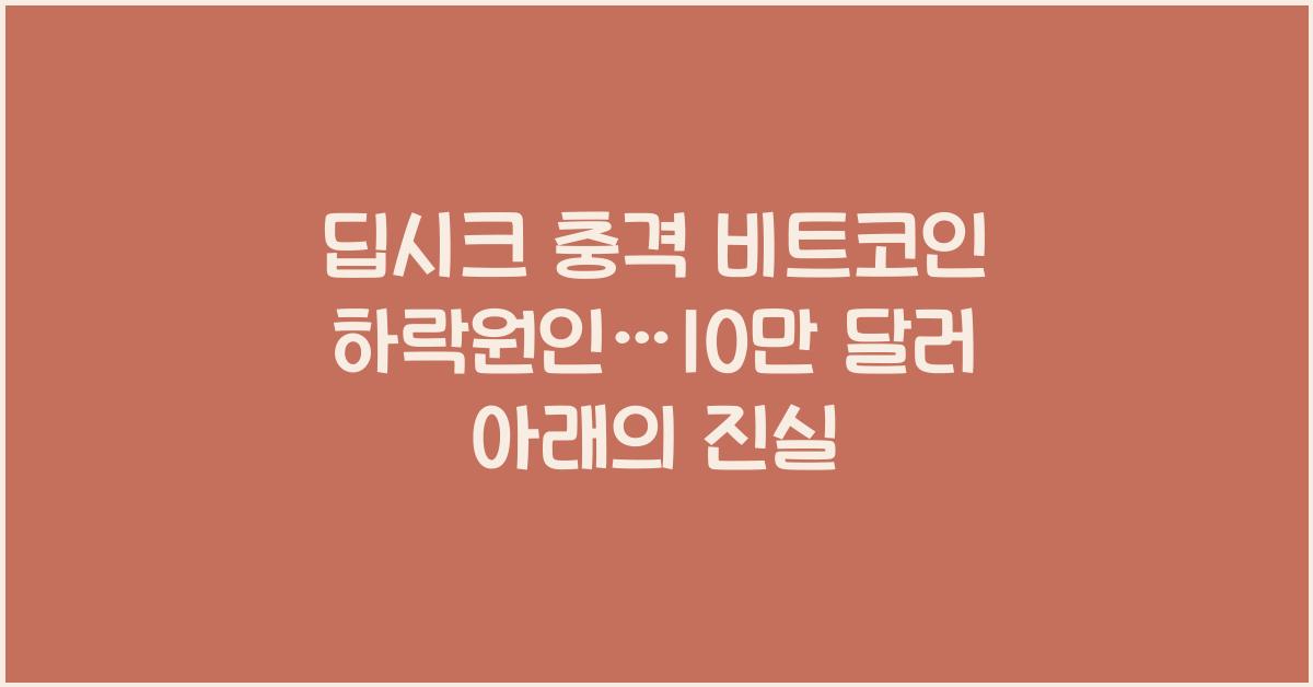 딥시크 충격 비트코인 하락원인… 10만 달러 아래로