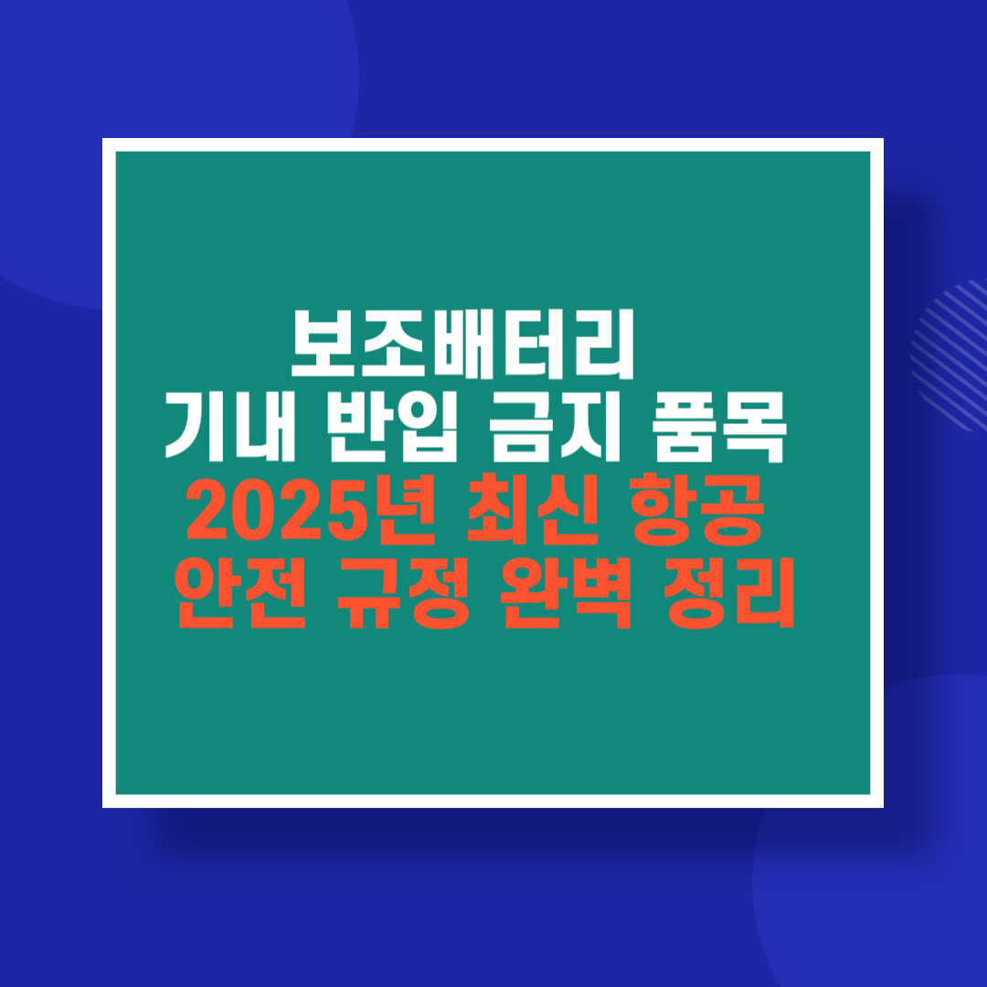 2025 보조배터리 기내 반입 금지 품목