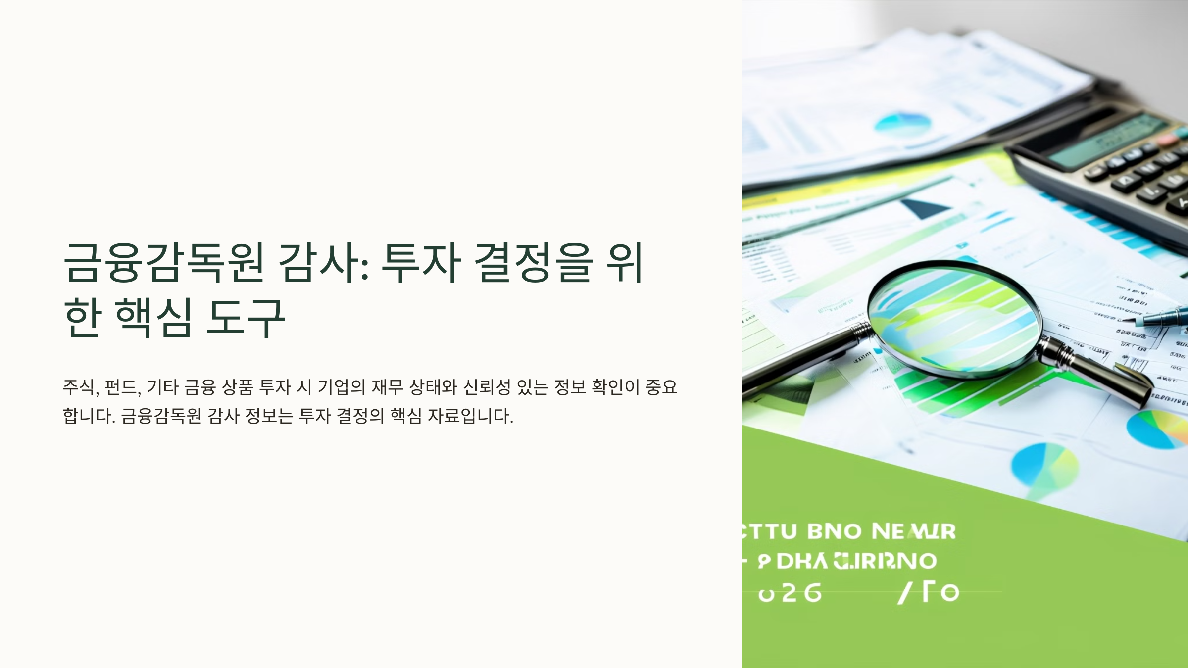 금융감독원 감사: 투자 결정을 위한 핵심 도구