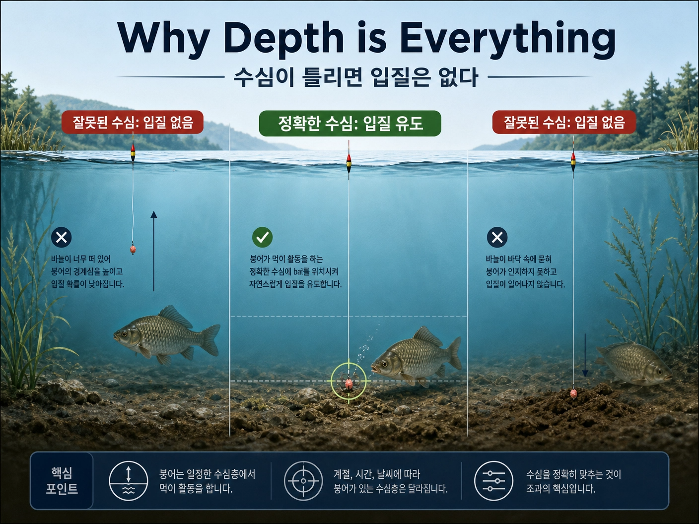 수심 맞춰야 하는 이유 예시