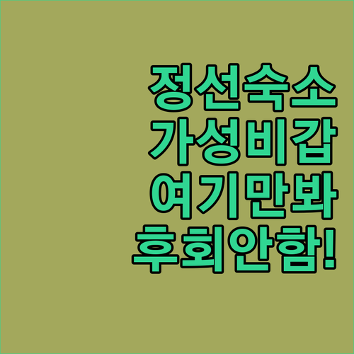 강원도 정선 숙소 추천 가성비 좋은 ..