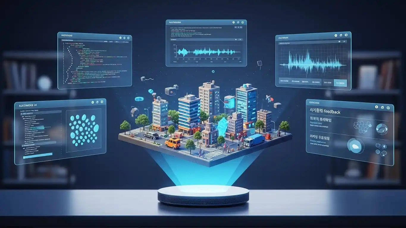 <img src="multimodal_ai_creating_interactive_3d_future_content.webp" alt="멀티모달 AI가 2차원 한계를 넘어 3차원 상호작용 콘텐츠를 창조하는 장면을 표현한 이미지 입니다">