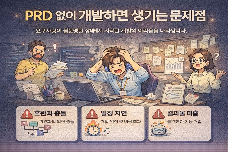 PRD 없이 진행하는 개발의 한계 관련 이미지