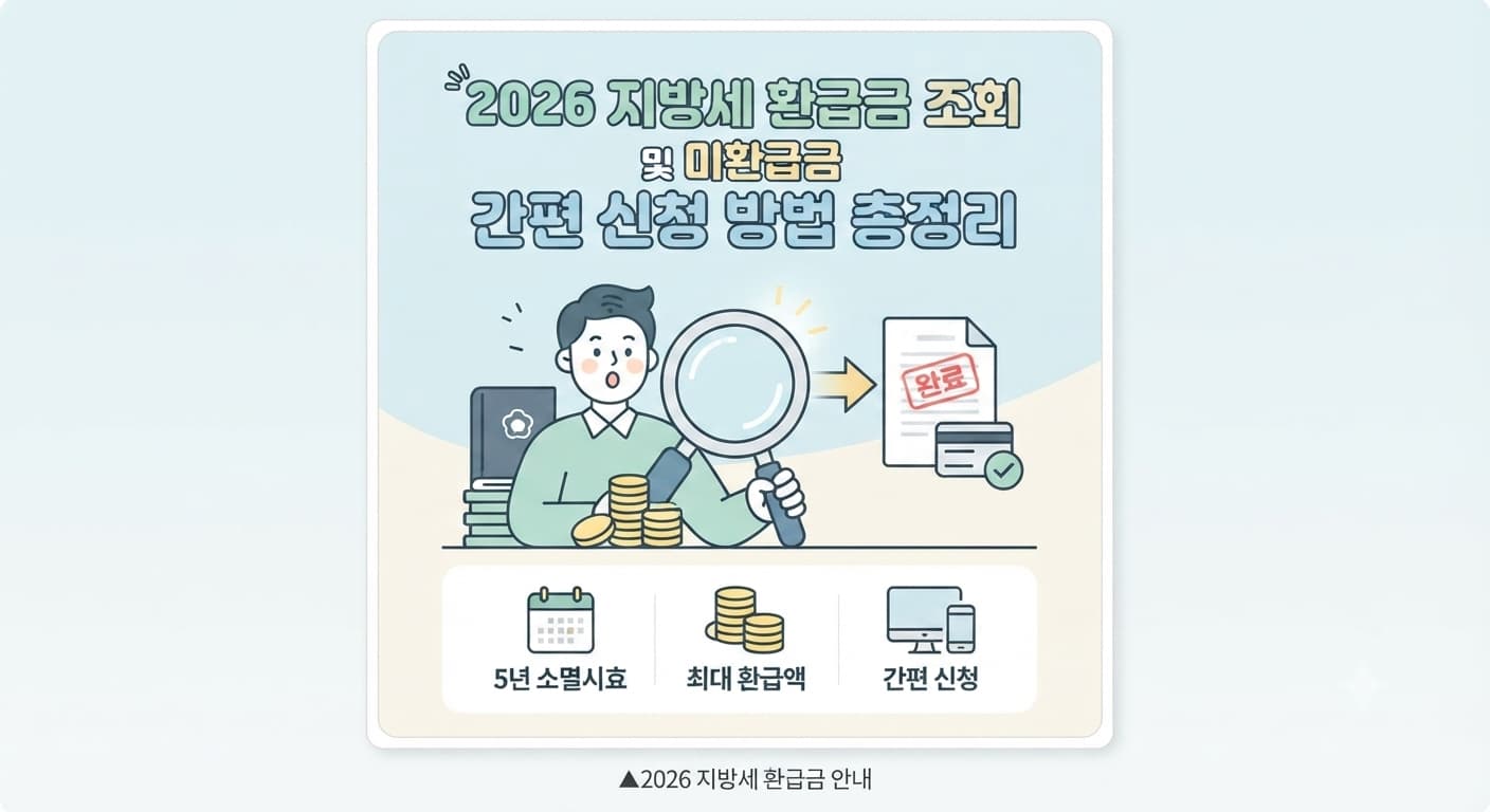 2026년 지방세 환급금 조회 및 위택스 간편 신청 방법 안내 이미지