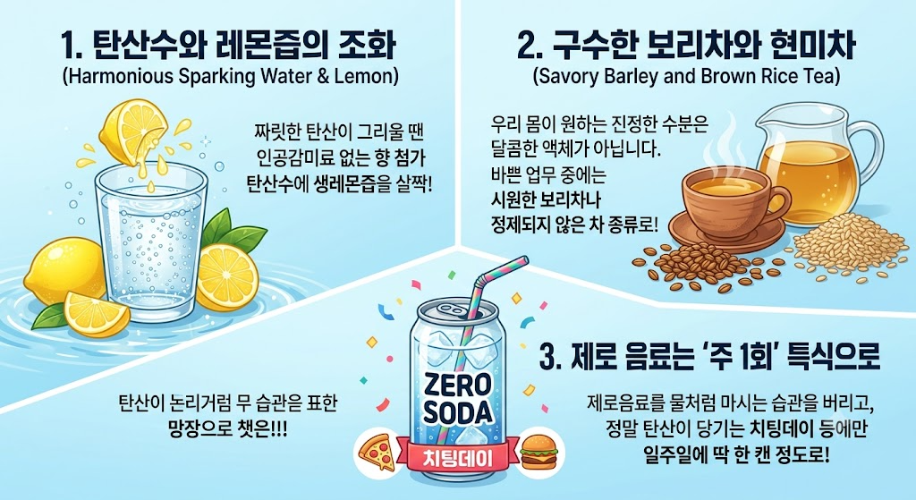 탄산수와 레몬즙의 조화