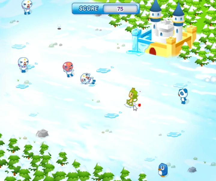 눈-몬스터의-침입-쥬니어네이버-동물농장-플래시게임-플레이-원숭이에게-눈덩이를-맞고-얼굴이-빨갛게되는-화면