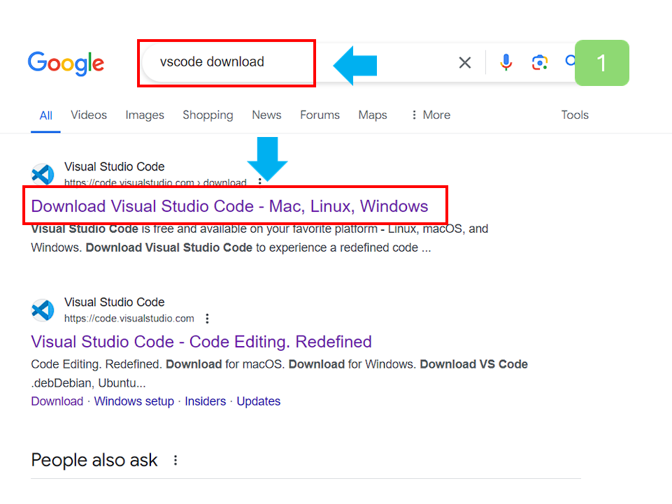 google에서 vs code download 검색합니다.