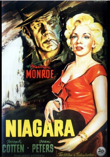 마릴린 먼로의 매력이 돋보인 영화 나이아가라 포스터.