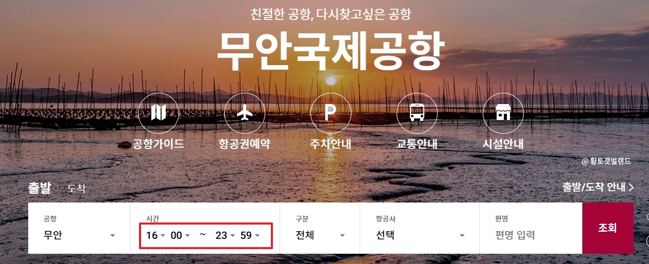 국제선으로 설정을 변경하여 항공편을 조회하는 옵션 화면