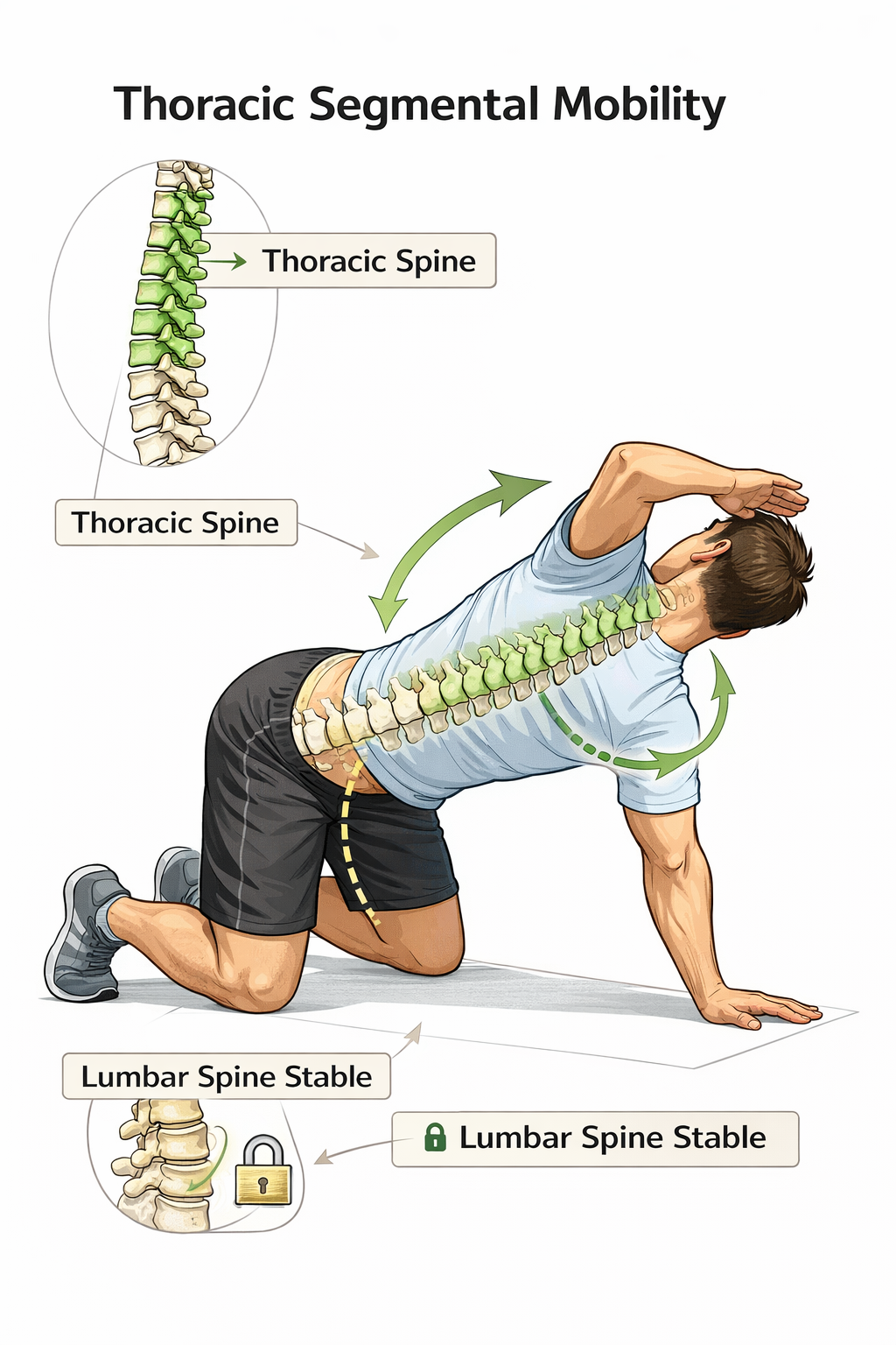 흉추 분절 움직임 회복 척추 가동성 운동 자세