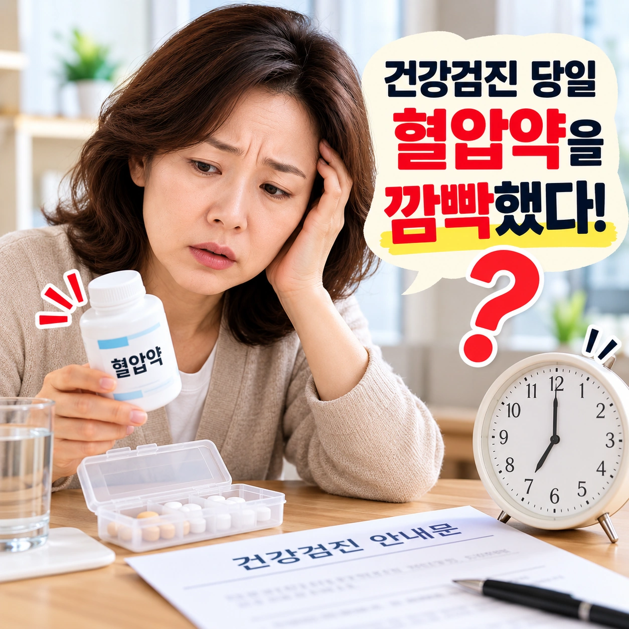 건강검진 당일 혈압약을 깜빡한 여성