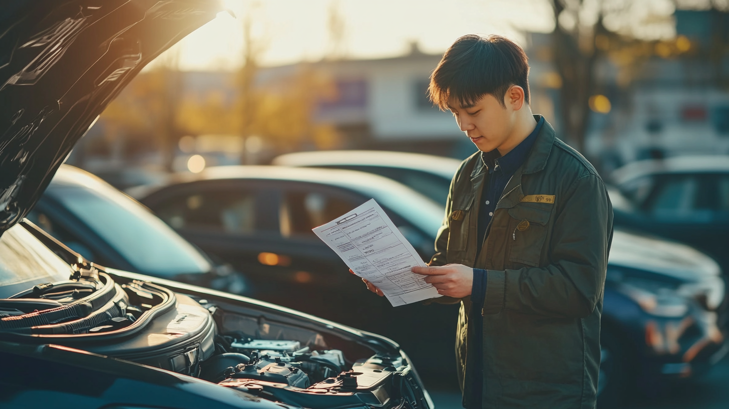 중고차 구매시 체크리스트 확인하는 사진