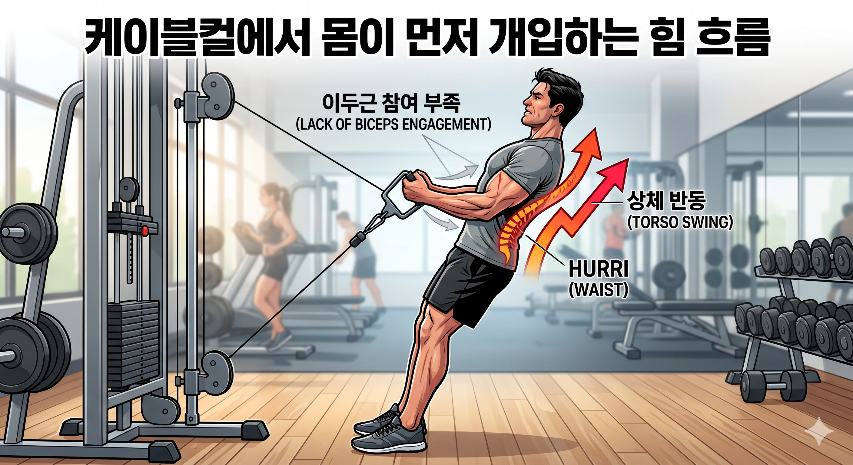 케이블컬에서 몸이 먼저 개입하는 힘 흐름