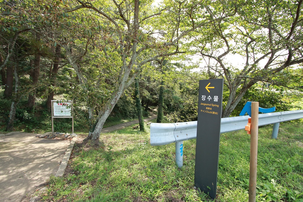 수산봉을 지나 만나는 중반부 용천수인 장수물 전경 사진